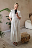 White | Short Sleeve Crochet Maxi Dress : Model is 5'10