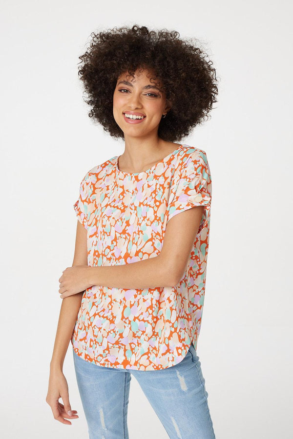 Orange | Abstract Print Relaxed Shell Top