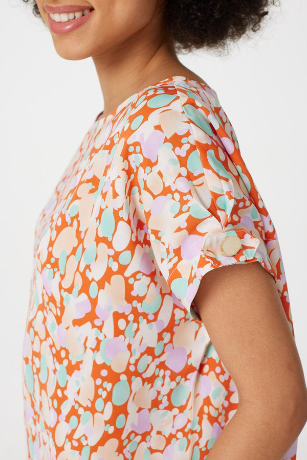 Orange | Abstract Print Relaxed Shell Top