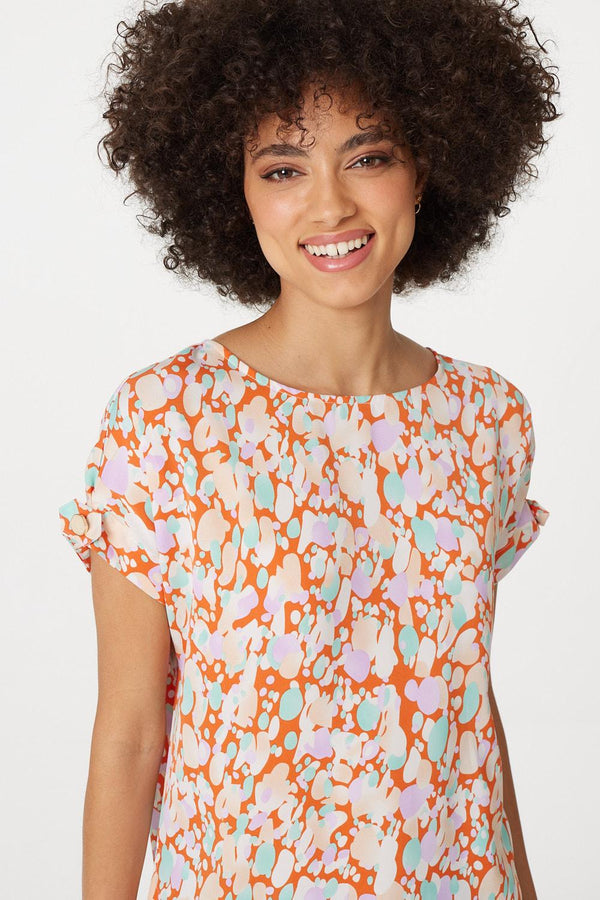 Orange | Abstract Print Relaxed Shell Top