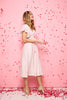 Pink | Puff 1/2 Sleeve Knee Length Dress : Model is 5'10