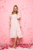 Pink | Puff 1/2 Sleeve Knee Length Dress : Model is 5'10