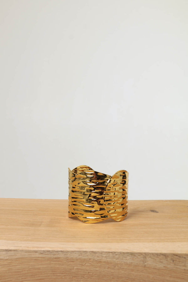 Gold | Hammered Texture Metallic Wide Bracelet