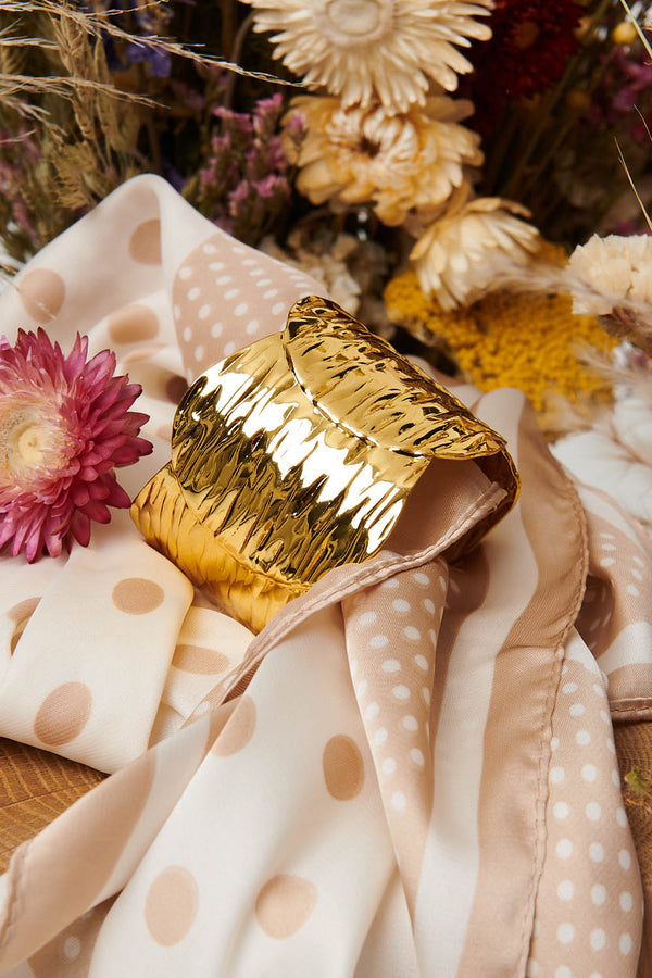 Gold | Hammered Texture Metallic Wide Bracelet