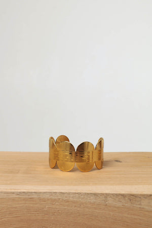 Gold | Abstract Textured Wide Metallic Bracelet