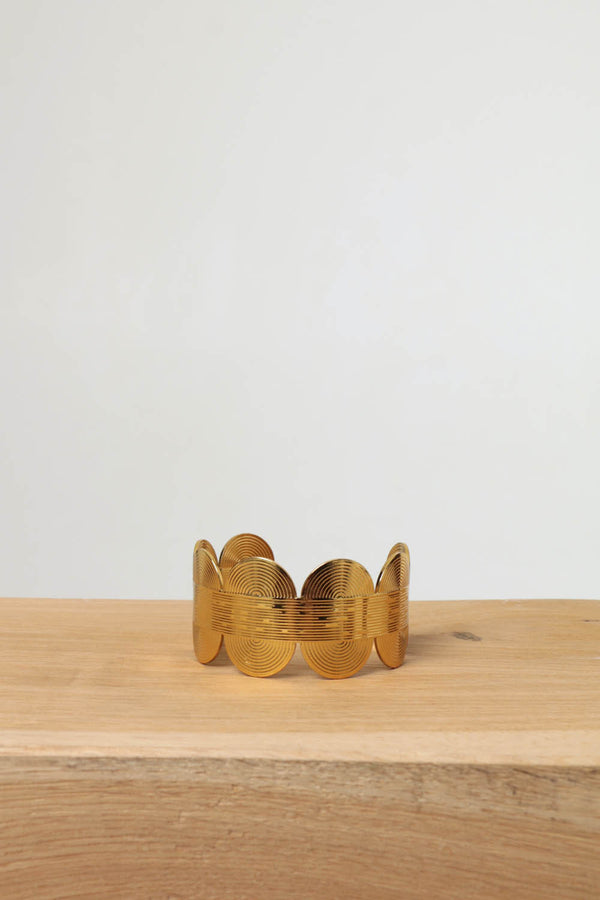 Gold | Abstract Textured Wide Metallic Bracelet