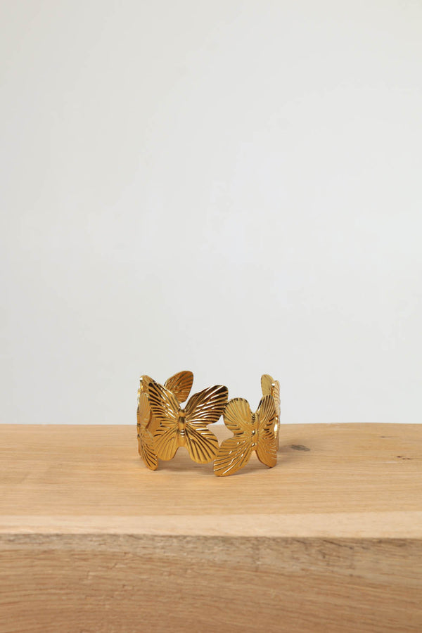 Gold | Butterfly Metallic Texture Wide Bracelet