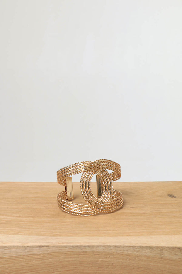 Gold | Metallic Twist Texture Wide Bracelet
