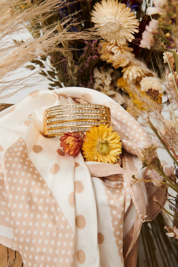 Gold | Crystal Multi Row Metallic Bracelet