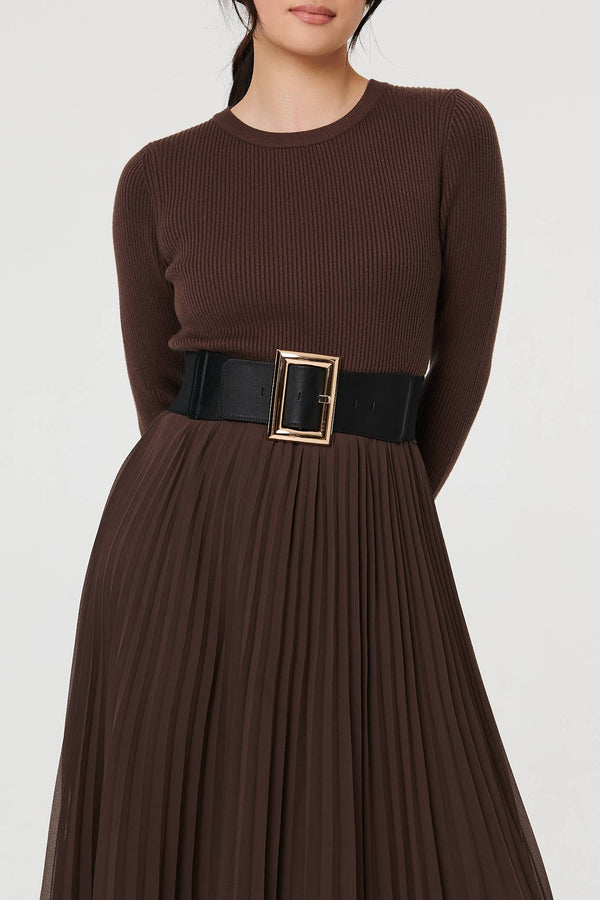 Black | Rectangle Buckle Stretch Wide Belt
