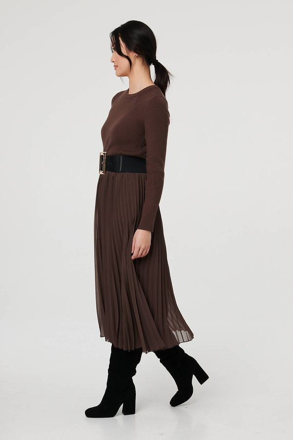Black | Rectangle Buckle Stretch Wide Belt
