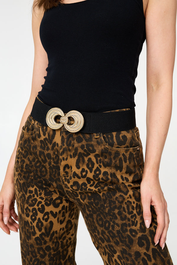 Black | Metallic Texture Statement Waist Belt
