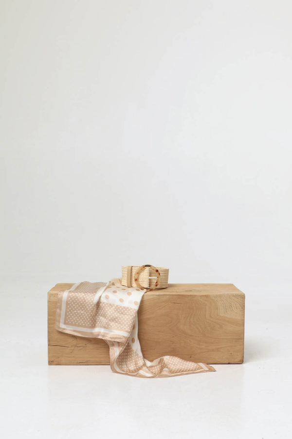Cream | Woven Texture Buckle Belt