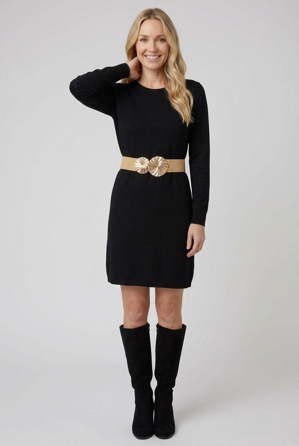Beige | Metallic Circle Buckle Woven Waist Belt