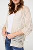 Beige | Sheer Crochet 3/4 Sleeve Open Cardigan
