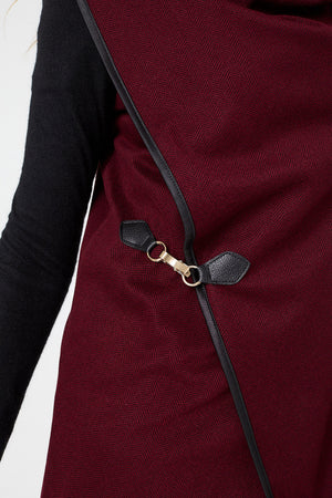 Red | Asymmetric Buckle Detail Wrap Jacket
