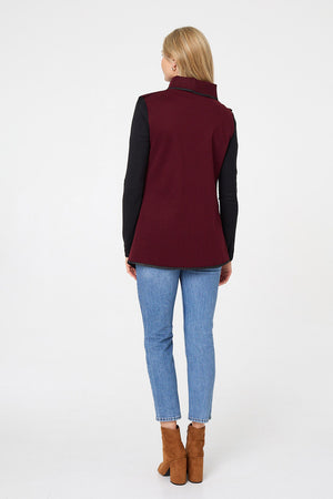 Red | Asymmetric Buckle Detail Wrap Jacket
