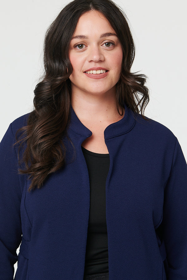 Navy | Curve Open Front Longline Knit Jacket