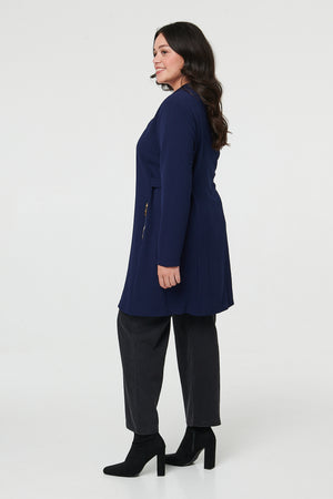 Navy | Curve Open Front Longline Knit Jacket