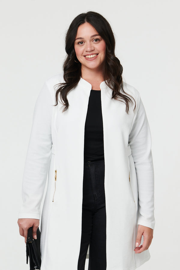 White | Curve Open Front Longline Knit Jacket