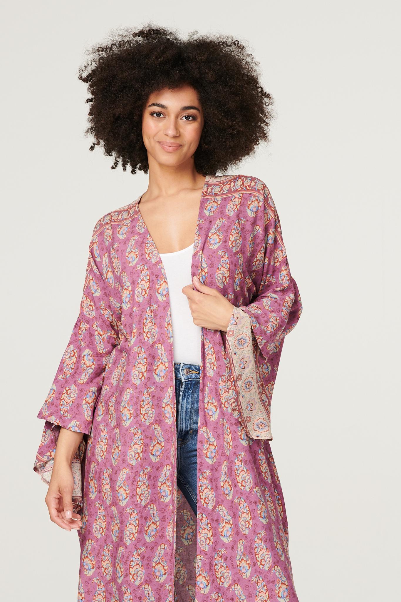 Pink | Floral Flared Sleeve Cardigan