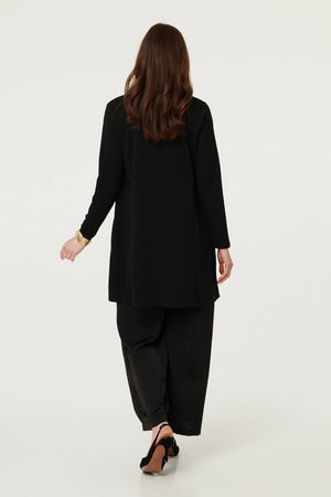 Black | Open Front Longline Coatigan
