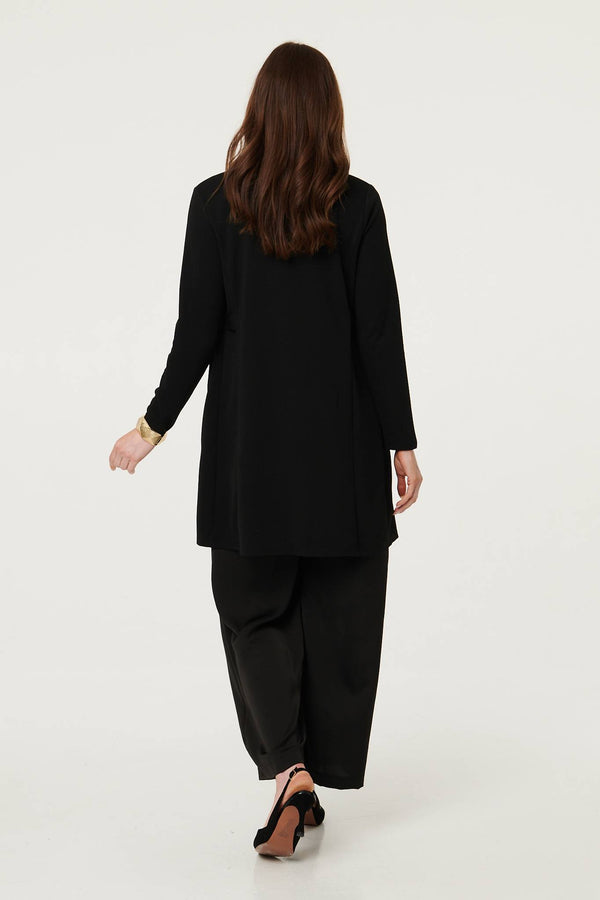 Black | Open Front Longline Coatigan
