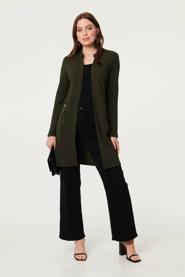 Khaki | Open Front Longline Coatigan
