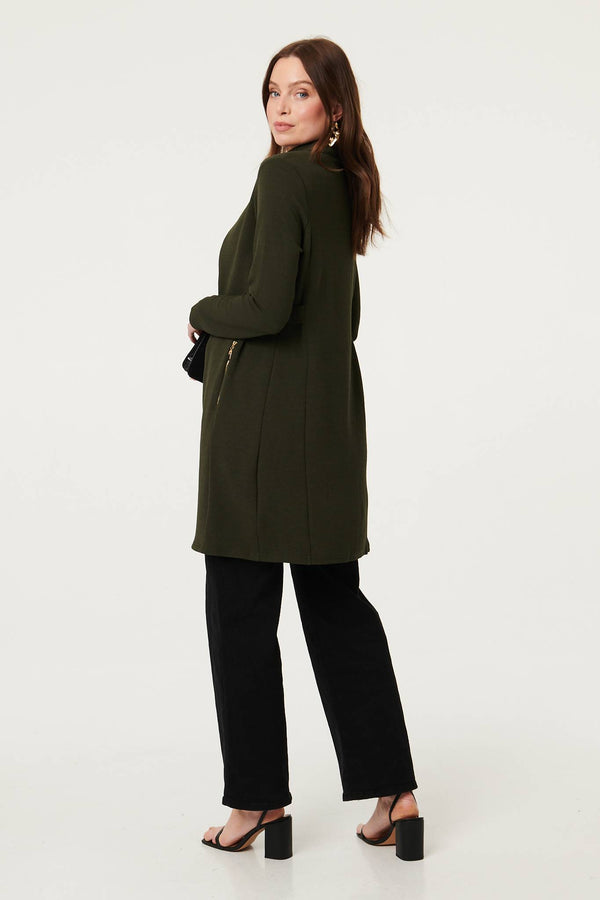 Khaki | Open Front Longline Coatigan
