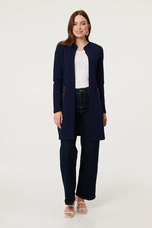 Navy | Open Front Longline Coatigan
