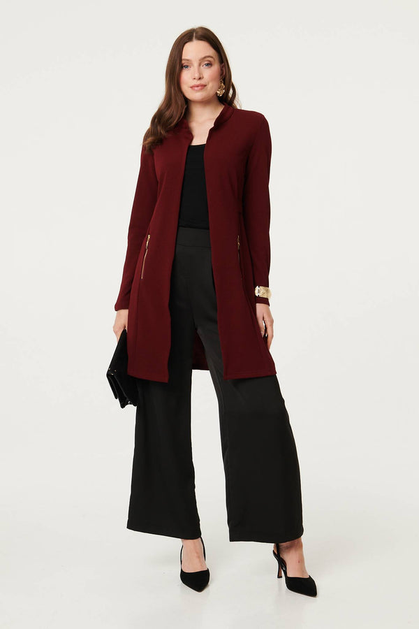 Red | Open Front Longline Coatigan
