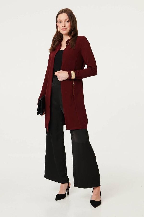 Red | Open Front Longline Coatigan
