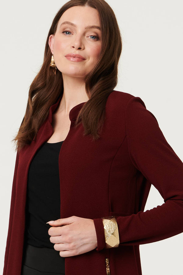 Red | Open Front Longline Coatigan
