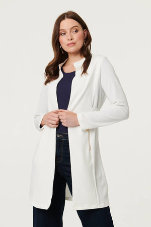 White | Open Front Longline Coatigan
