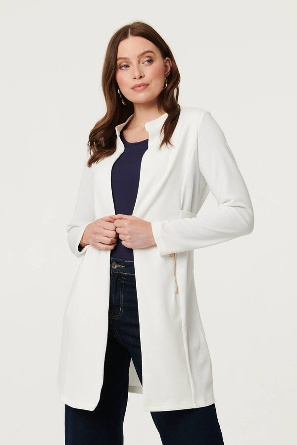 White | Open Front Longline Coatigan
