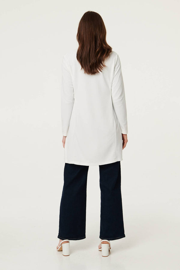 White | Open Front Longline Coatigan
