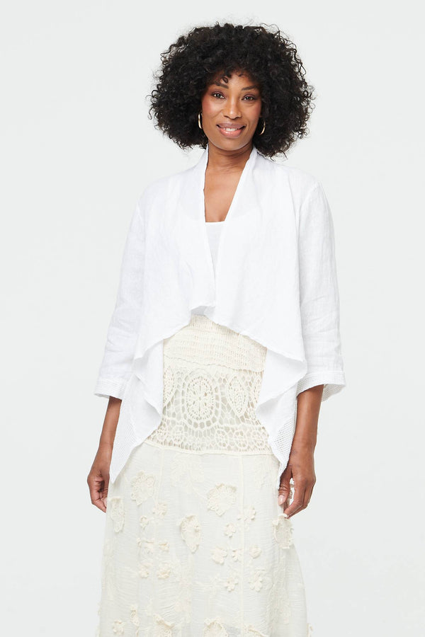 White | Relaxed Open Front Waterfall Cardigan