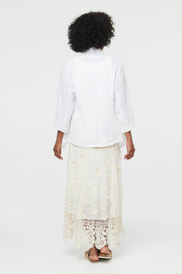 White | Relaxed Open Front Waterfall Cardigan