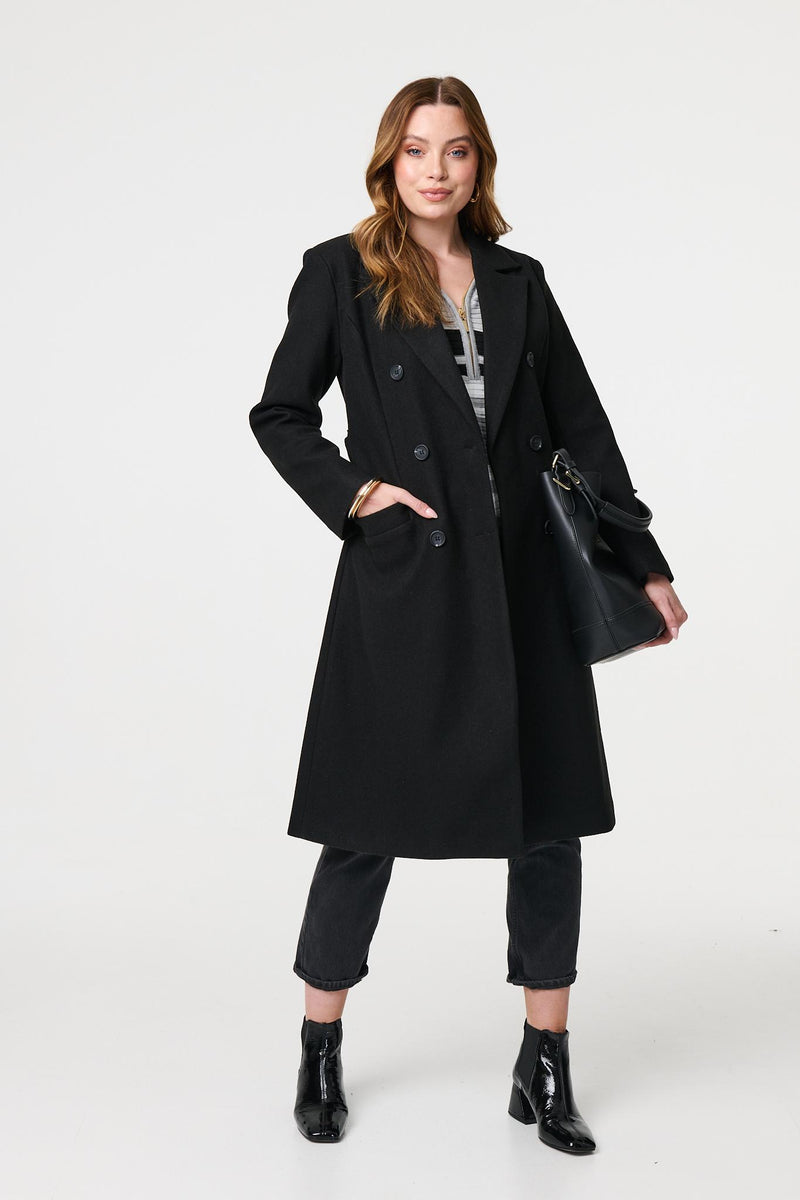 Longline Tailored Button Front Coat Izabel London
