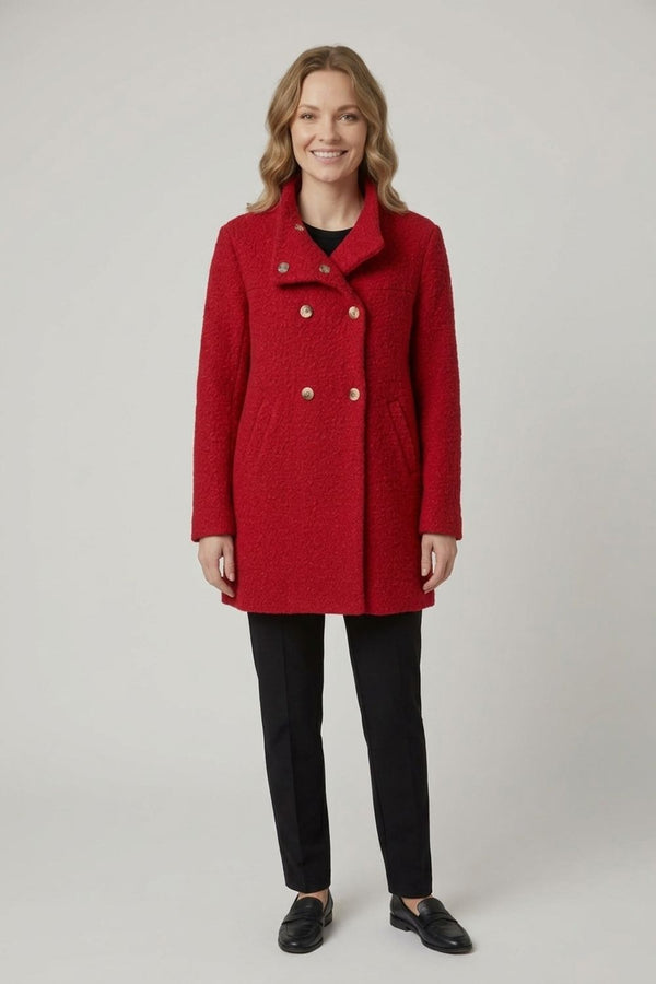 Red | Double Breasted Teddy Coat