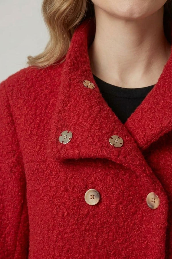 Red | Double Breasted Teddy Coat