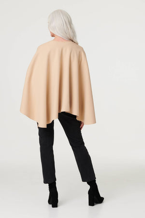 Beige | Wrap Front Asymmetric Cape Coat