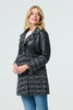 Black | Printed Faux Leather Trim Teddy Jacket
