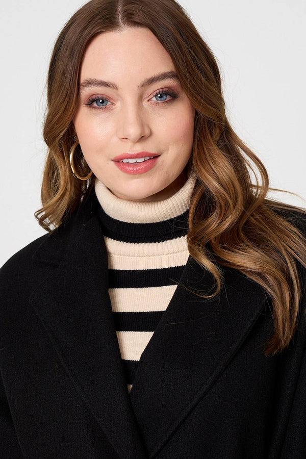 Black | Cape Coat With Belt
