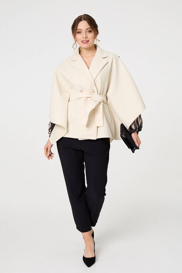 White | Cape Coat With Belt
