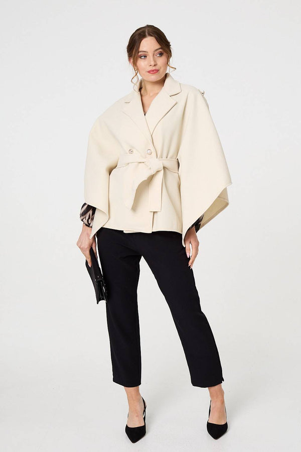 White | Cape Coat With Belt
