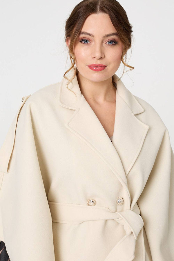 White | Cape Coat With Belt
