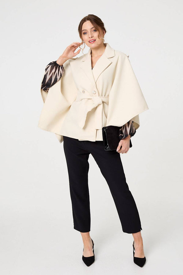White | Cape Coat With Belt
