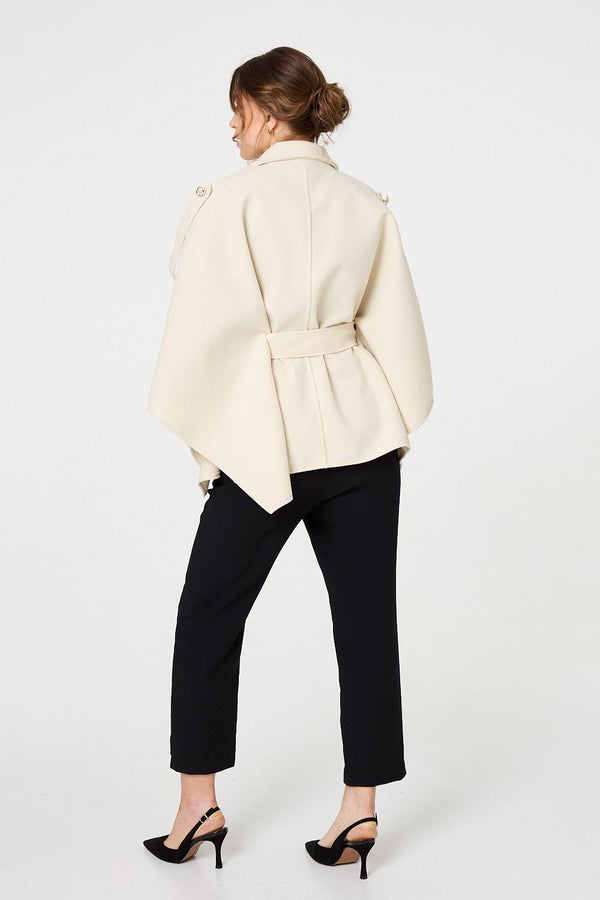 White | Cape Coat With Belt
