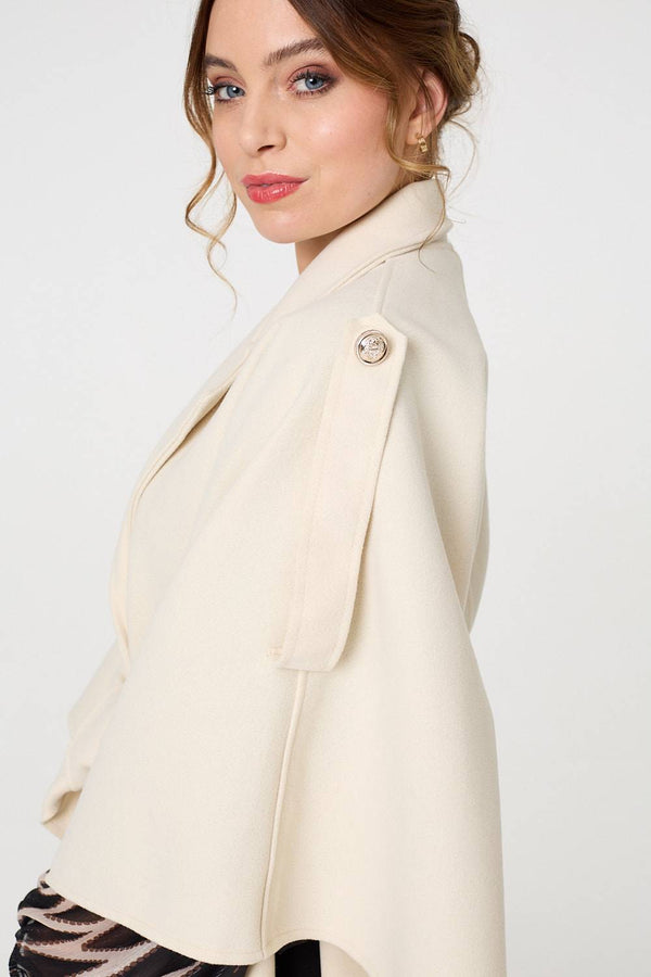 White | Cape Coat With Belt
